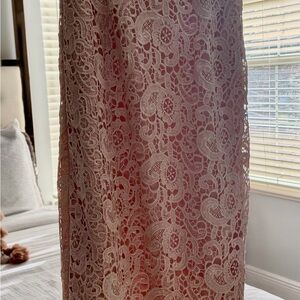 Aidan Mattox Blush Lace Maxi Skirt